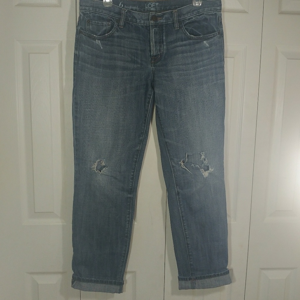 Ann Taylor Loft Boyfriend Jeans Distressed Denim